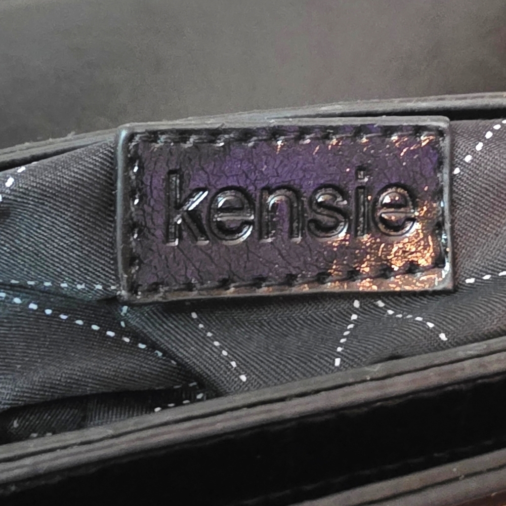 Kensie Black Leather Clutch Crossbody Gold Chain Evening Bag Minimalist Chic - Picture 7 of 16